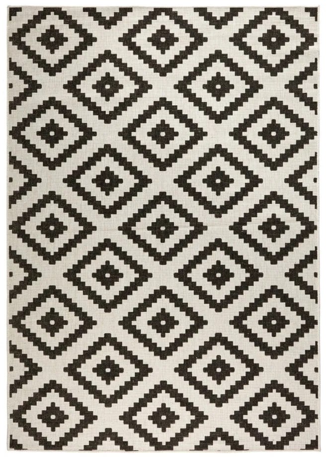 Čierno-krémový vonkajší koberec NORTHRUGS Malta, 120 x 170 cm