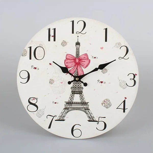 Nástenné drevené hodiny Dakls Paris, ⌀ 34 cm