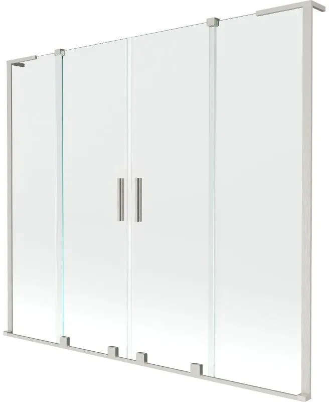Mexen Velar L Duo, 2-krídlová posuvná vaňová zástena 200 x 150 cm, 8mm číre sklo, brúsená oceľ, 896-200-003-02-97