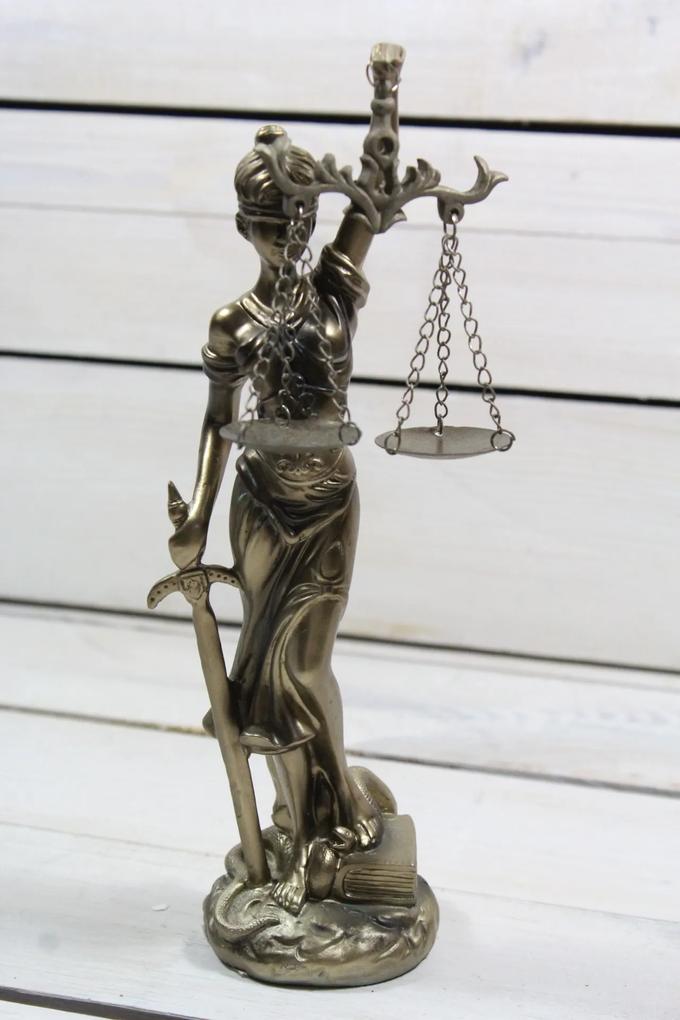 Socha spravodlivosti JUSTÍCIA (v. 25 cm) vzor 934 - staré zlato