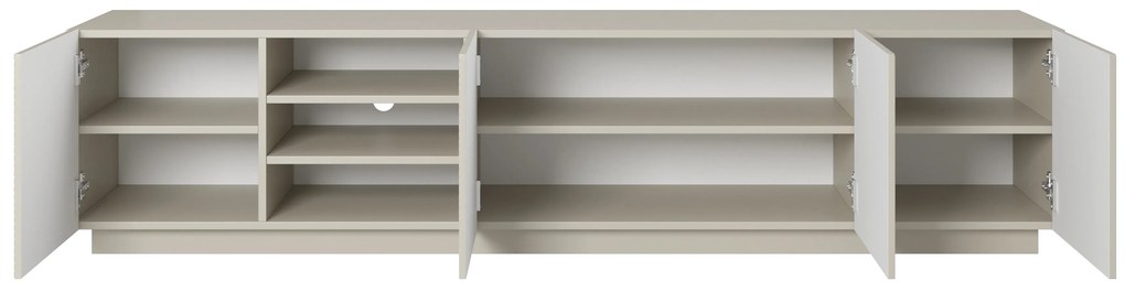 TV skrinka Asha 200 cm s ryhovaným frontom a výklenkom - kašmír