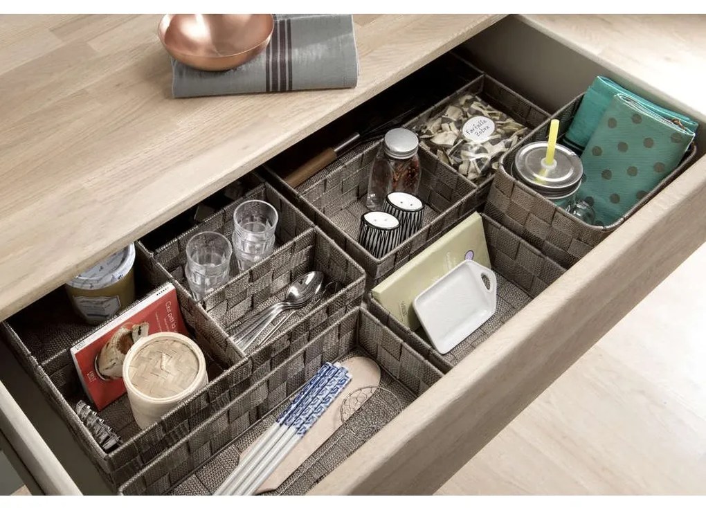 Organizér na bielizeň a doplky Compactor TEX - 5-dielny, 32 x 25 x 8 cm, Taupe sivo-béžový)