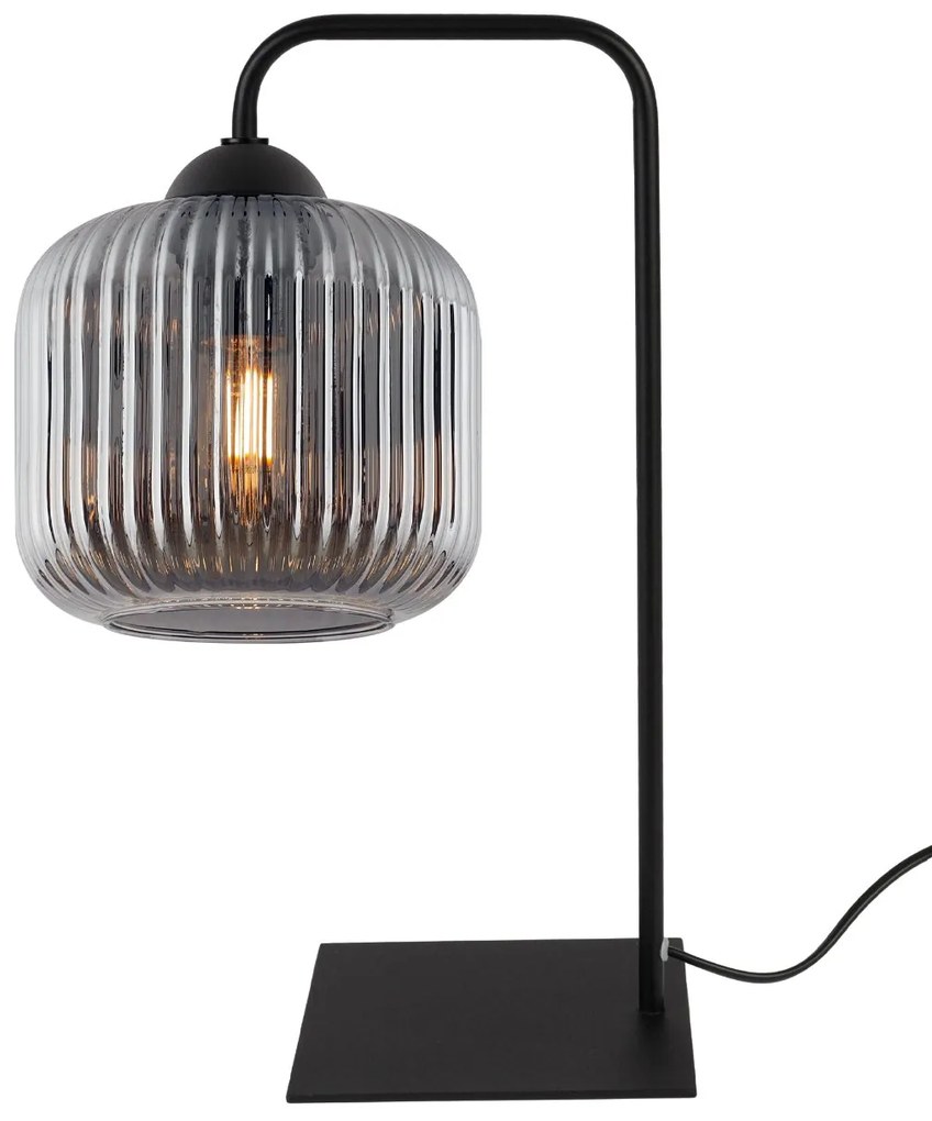 Stolná lampa Riffle, 1x grafitové sklenené tienidlo