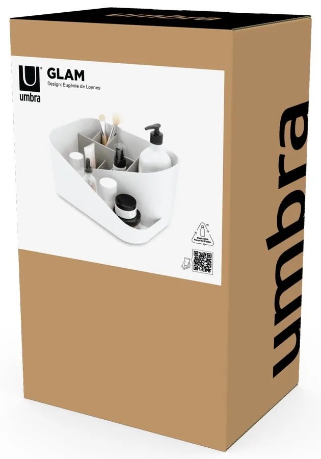 Biely plastový kúpeľňový organizér na kozmetiku Glam – Umbra