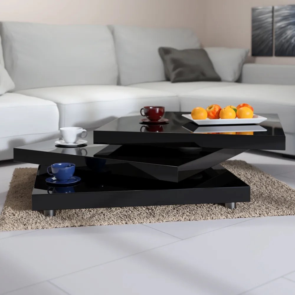 Konferenčný stolík NY - 60  x 60 cm - vysoký lesk, čierna