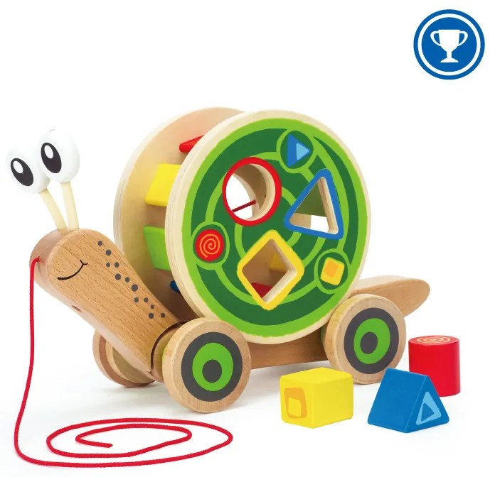 Ťahačka slimák s vkladacími geometrickými tvarmi