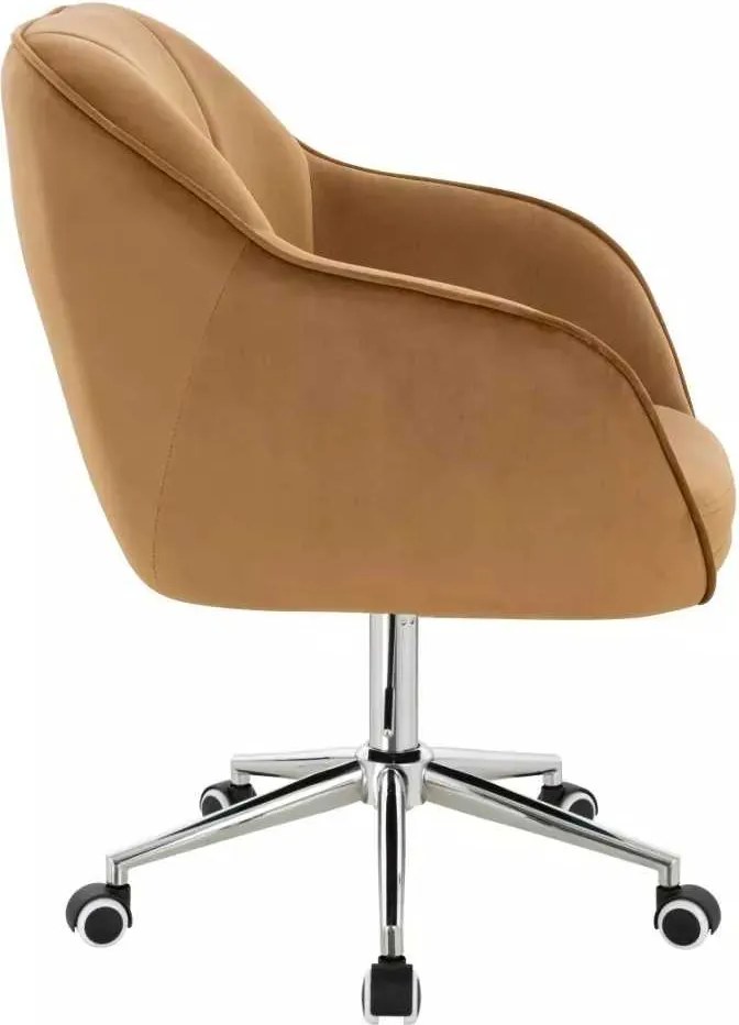 LuxuryForm DESIGN Stolička AVOLA VELUR na striebornej podstave s kolieskami - medová