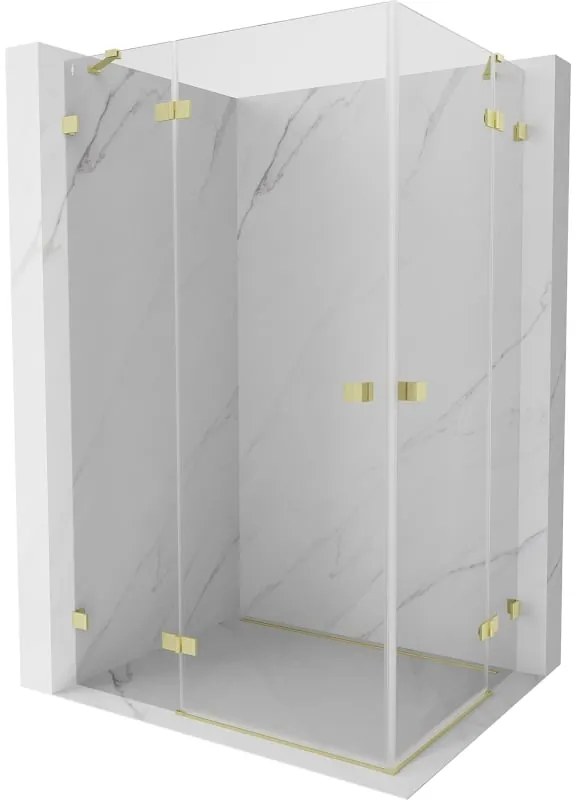 Mexen Lunar Duo, výklopný sprchový kút 95 x 70 cm, 8mm číre sklo, zlatý matný profil, 834-095L-070P-55-00