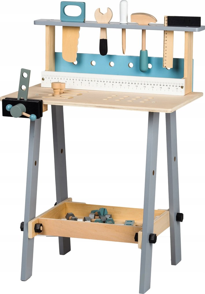 Detský drevený pracovný stôl s náradím – 32 dielov ECOTOYS