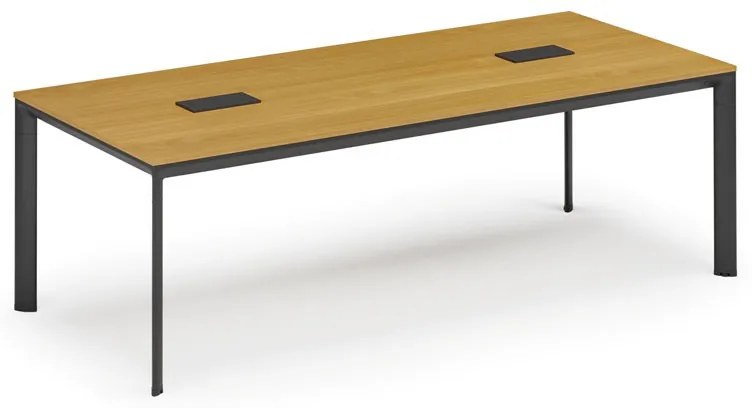 Rokovací stôl PRIMO INVITATION, 240x120 cm, buk + 2x stolná zásuvka TYP VI, čierna