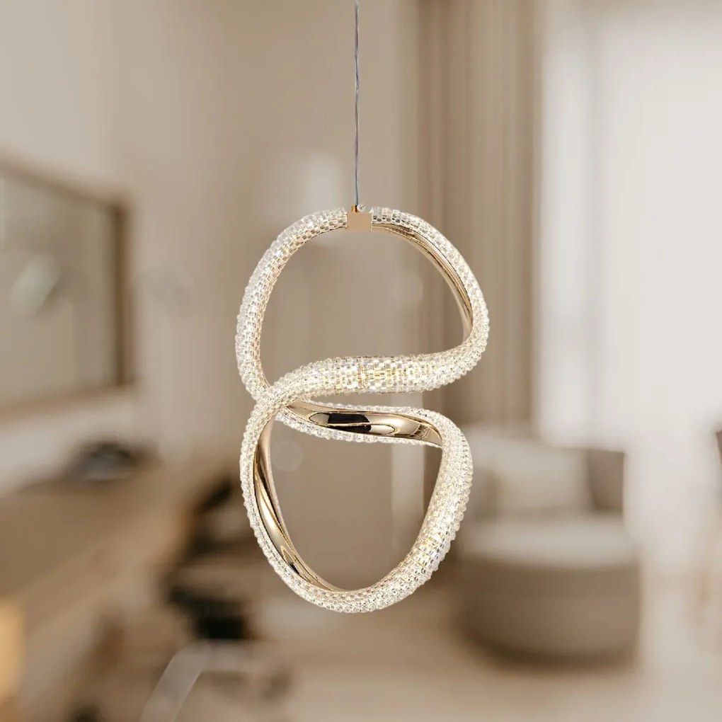 Toolight Toolight, LED závesné svietidlo 24W, 4000K, G077-3CPR, zlatá, OSW-08667