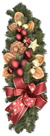 Ozdobená stredová vianočná girlanda Červeno-zlatá 60cm