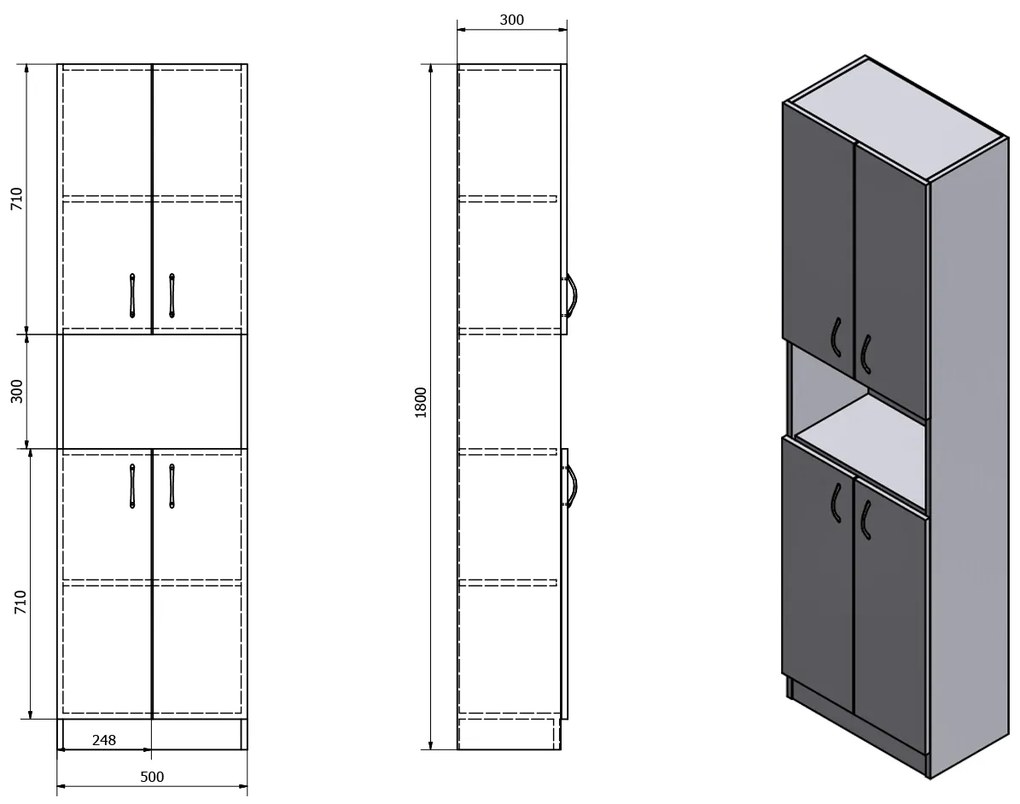 Aqualine, SIMPLEX ECO vysoká skrinka 50x180x30cm, SIME520