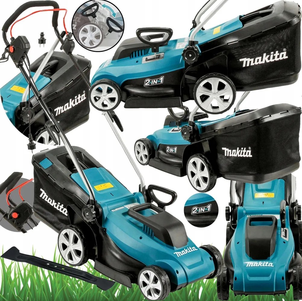 Elektrická Kosačka Makita 1400W 33cm Regulácia Kôš 40L ELM3720 Izolácia