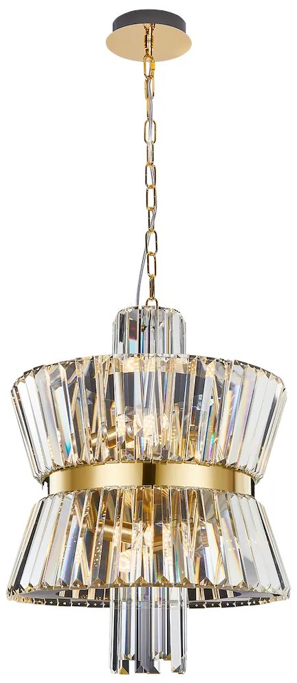 Luster Aurelia, 1x krištáľové/zlaté kovové tienidlo, (fi 42cm), g