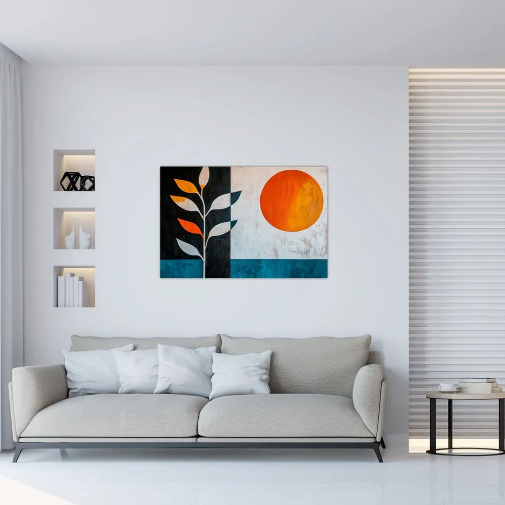 Obraz - Abstrakcia rastliny a slnka (90x60 cm)
