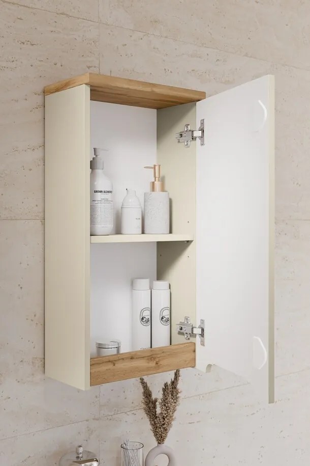 Závesná kúpeľňová skrinka Bali 83-35-1D kašmírová/dub wotan