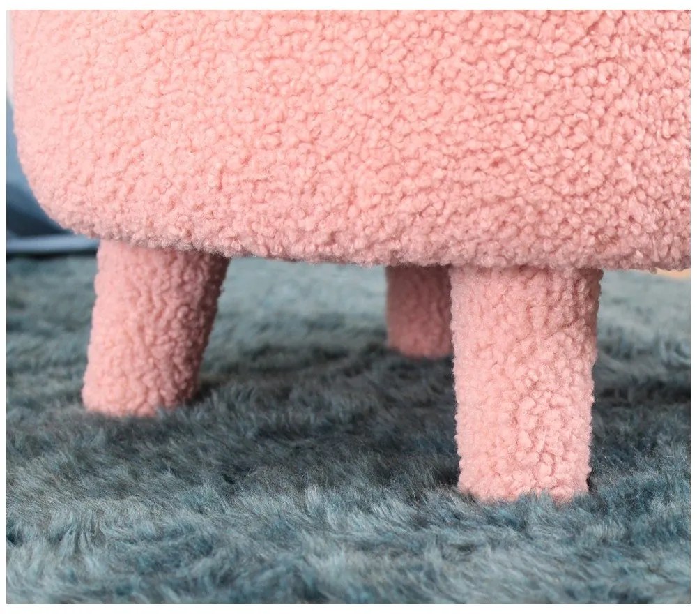 Svetloružové detské kresielko z textílie bouclé Moouv – Artie