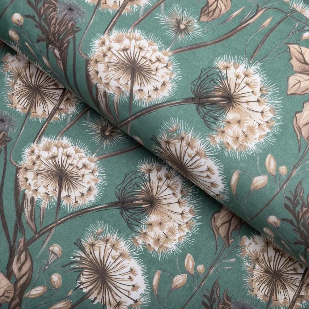 Biante Bavlnený štvorcový obrus Sandra SA-716 Jesenné púpavy na zelenom 80x80 cm