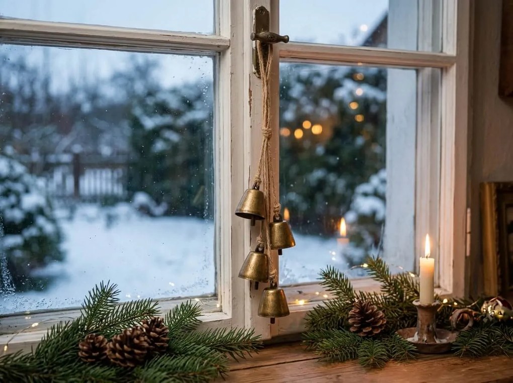 Vianočná závesná dekorácia GOLDEN BELLS 35 cm, zlatá