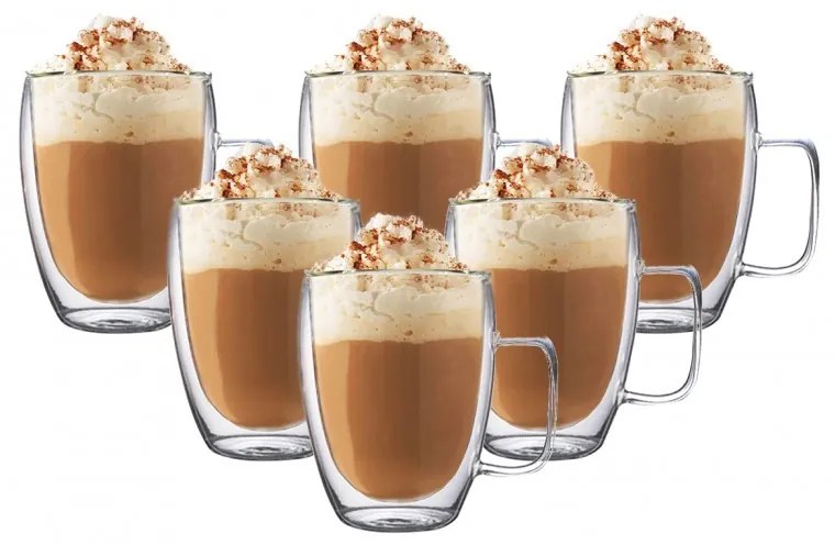 Sada šiestich dvojstenných pohárov Latte long