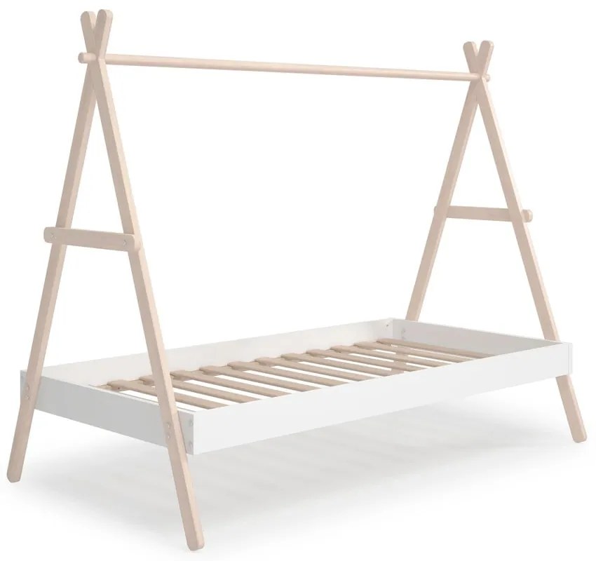 Biela/prírodná domčeková detská posteľ z borovicového dreva 90x200 cm Trufa – Marckeric