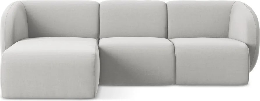 Svetlosivá zamatová rohová pohovka (ľavý roh/s leňoškou) Lani – Makamii