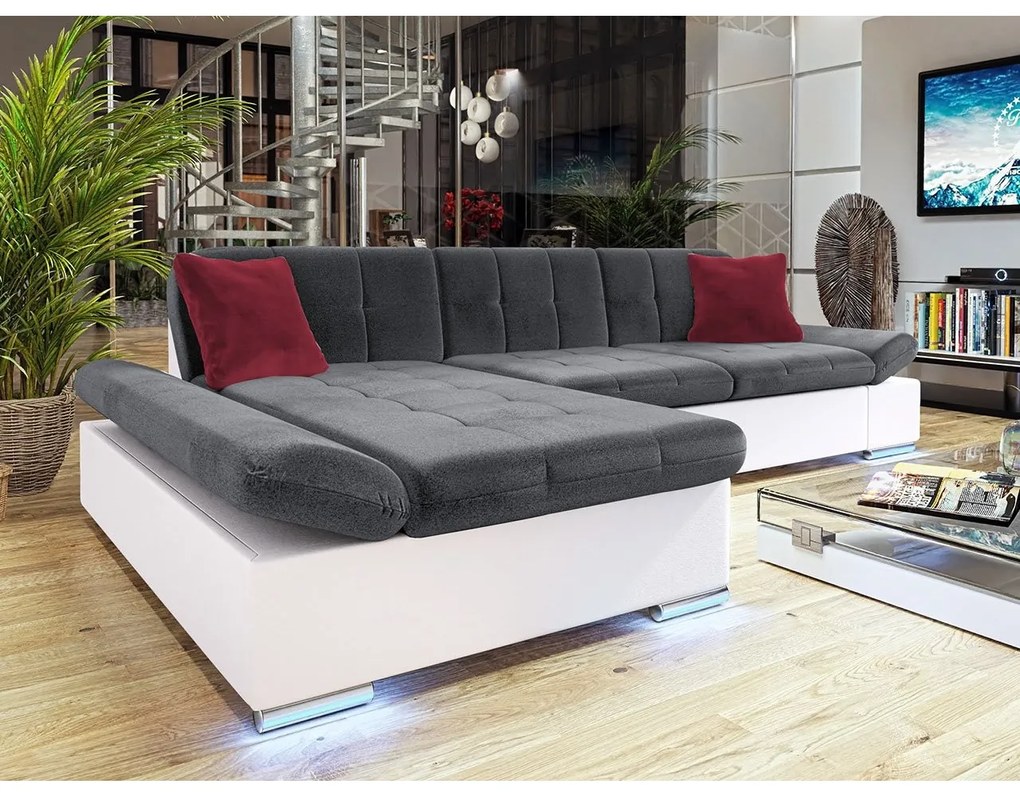 Rohová sedačka Laviva LED, Dostupné poťahy: ekokoža Soft 011 + Bristol 2460, Strana: ľavá
