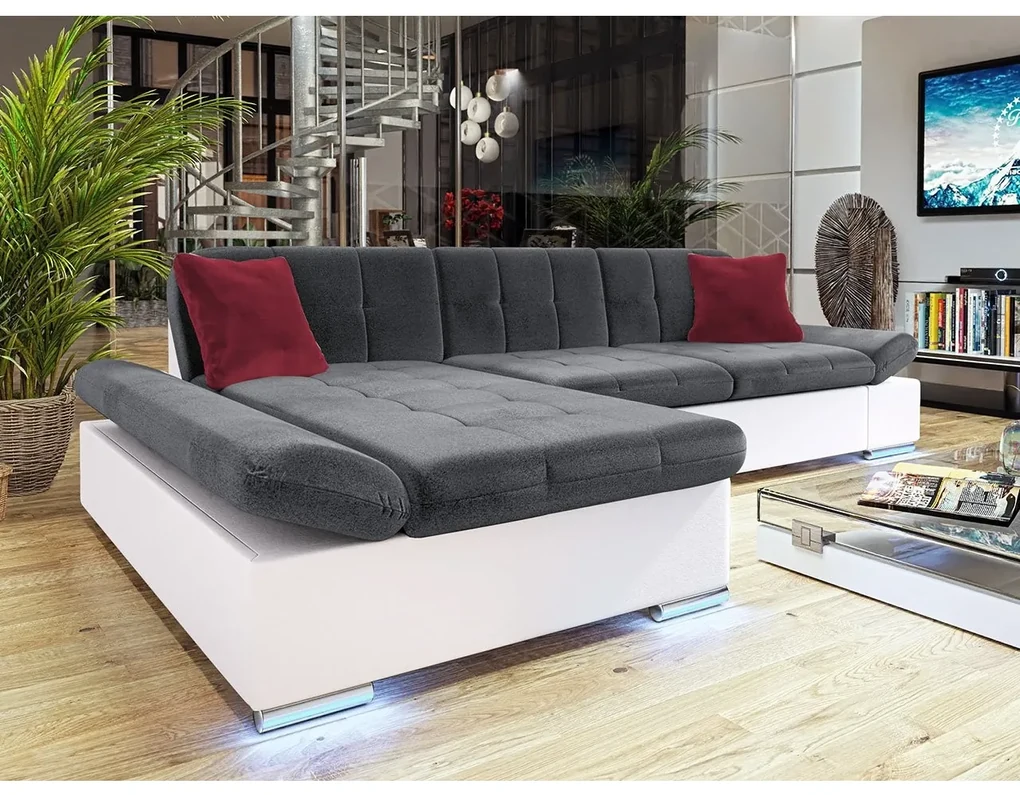 Rohová sedačka Laviva LED, Dostupné poťahy: ekokoža Soft 017 + Uttario Velvet 2967 + Uttario Velvet 2959, Strana: pravá
