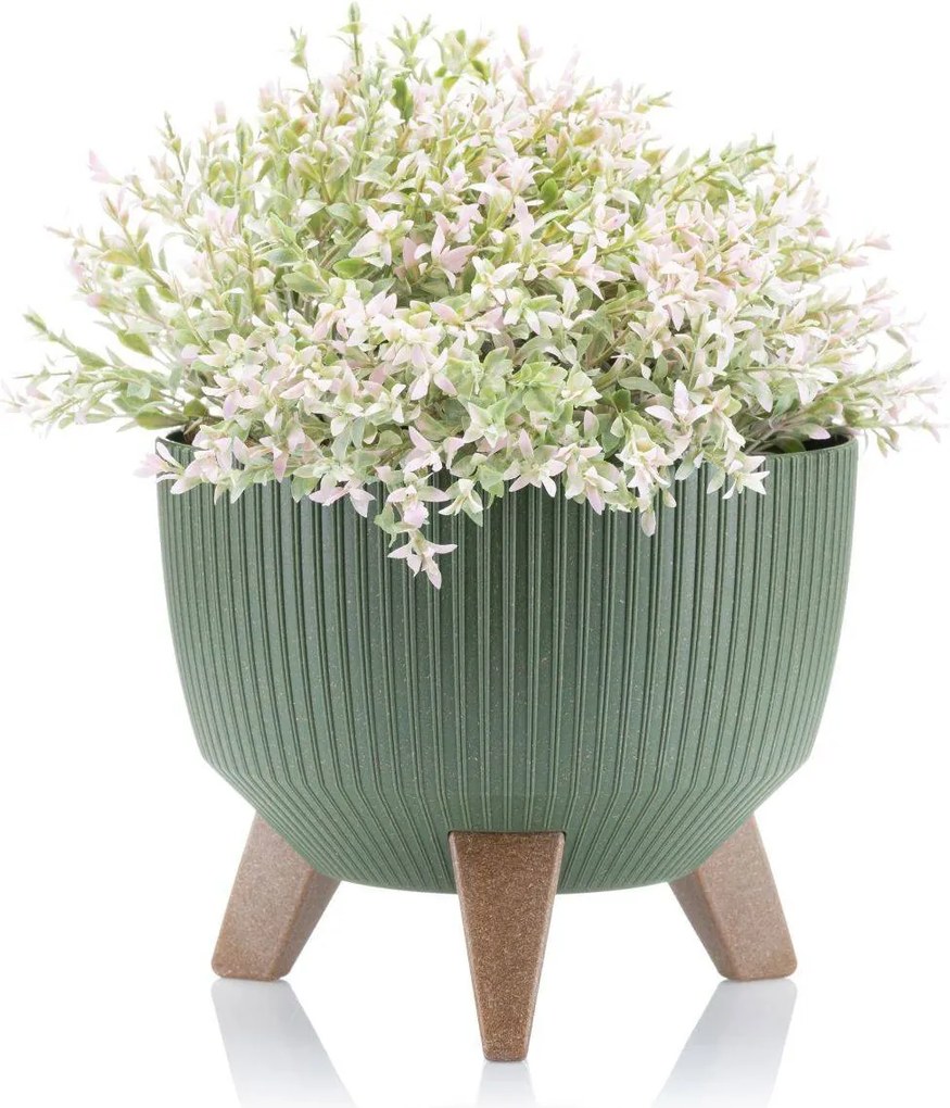 PLASTOVÝ KVETINÁČ ROSA LINEA ECO SADA 2KS 15X24,3 CM+18,3X29,2 CM ZELENÁ