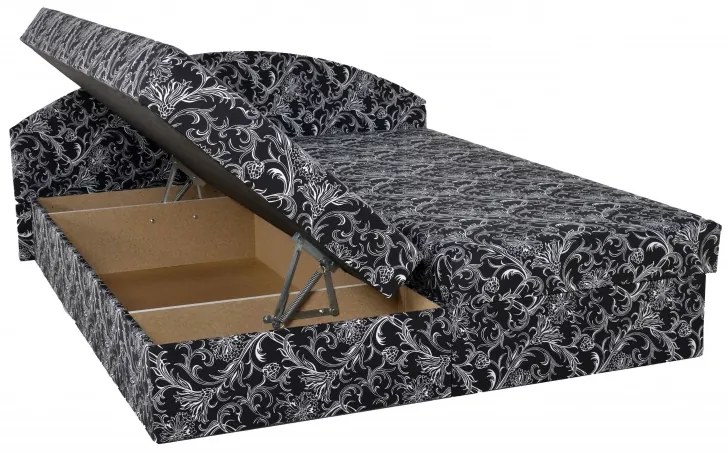 Manželská posteľ ÁJA s úložným priestorom, čierno-biela (vzor č.19)