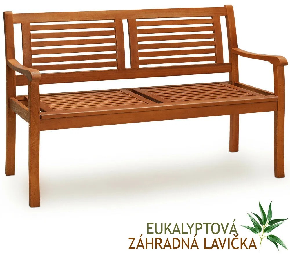 Casaria Záhradná lavica MANUELA, 120x60x90cm, prírodná hnedá