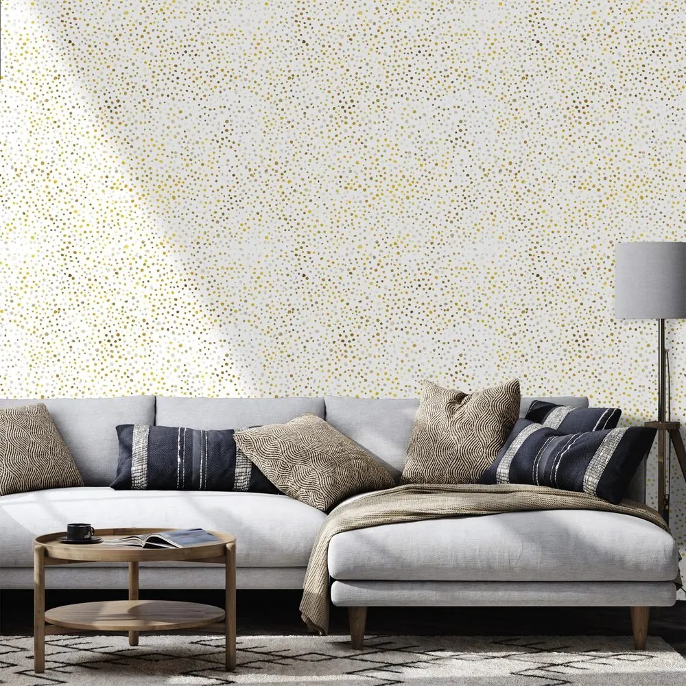 Samolepiaca tapeta zlaté bodky na bielom pozadí