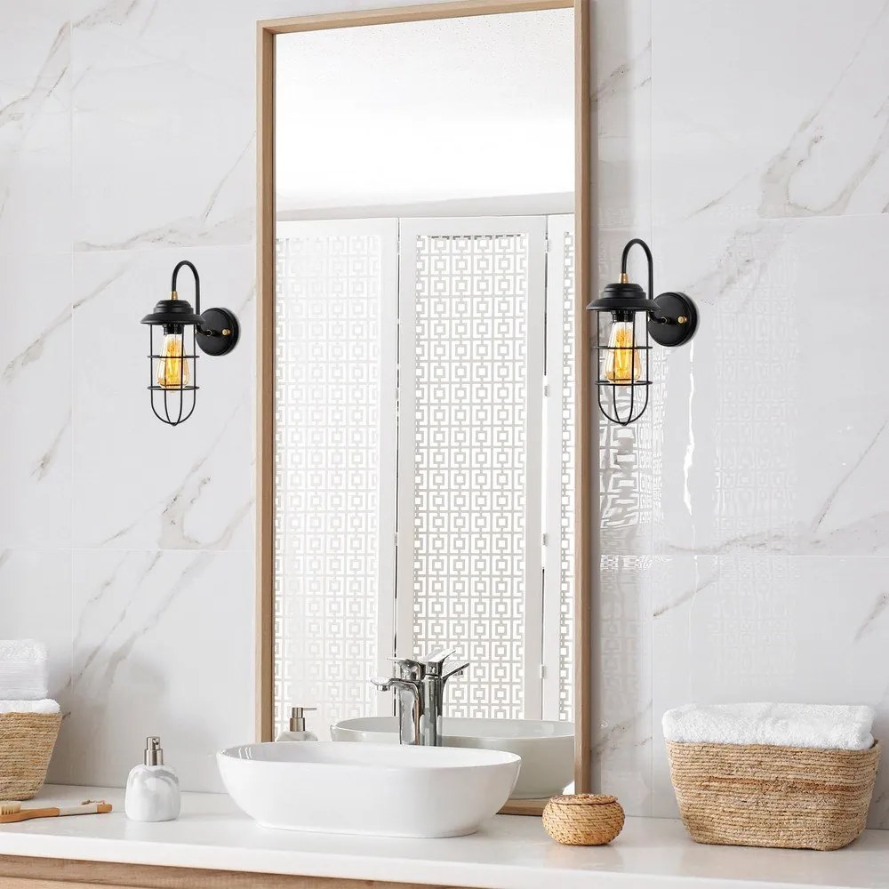 Nástenné svietidlo v čiernej a zlatej farbe ø 10 cm Mahoni – Opviq lights