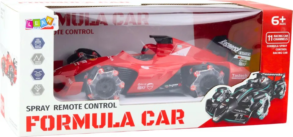 LEAN Toys Športové auto, pretekárske auto, diaľkovo ovládané RC, efekt dymu, 2,4 GHz, červené