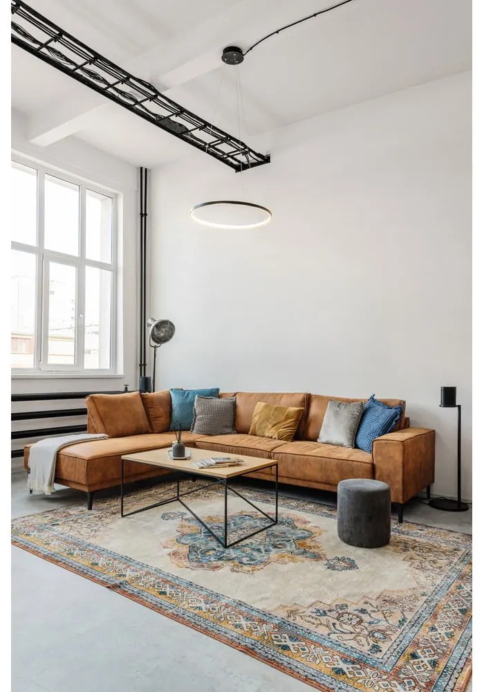 Koňakovohnedá rohová pohovka z imitácie kože (pravý roh) Copenhagen – Scandic