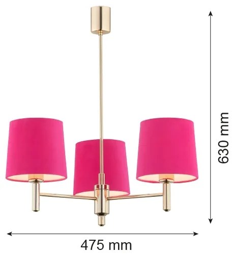 Argon 1498 - Luster na tyči PONTE 3xE27/15W/230V ružová/mosadz