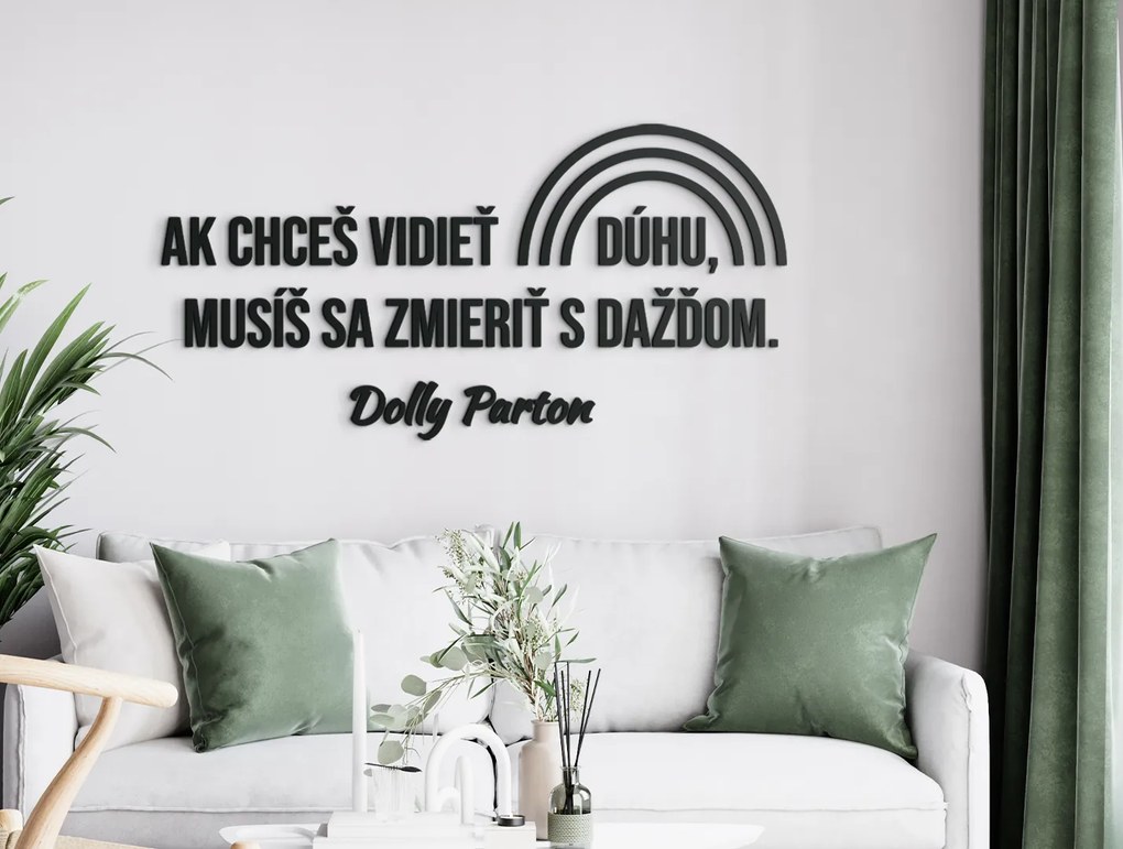 drevko Motivačný citát na stenu Ak chceš vidieť dúhu Rozmer obrazu: 40 x 81,5 cm, Farba dekorácie: Čierna