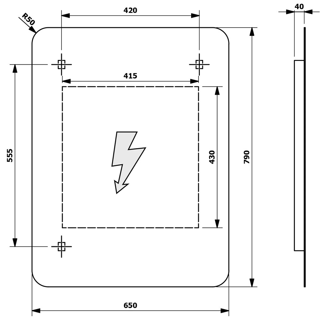 Sapho, SENFINECO zrkadlo 650x800mm, LED 3D efekt, SF115