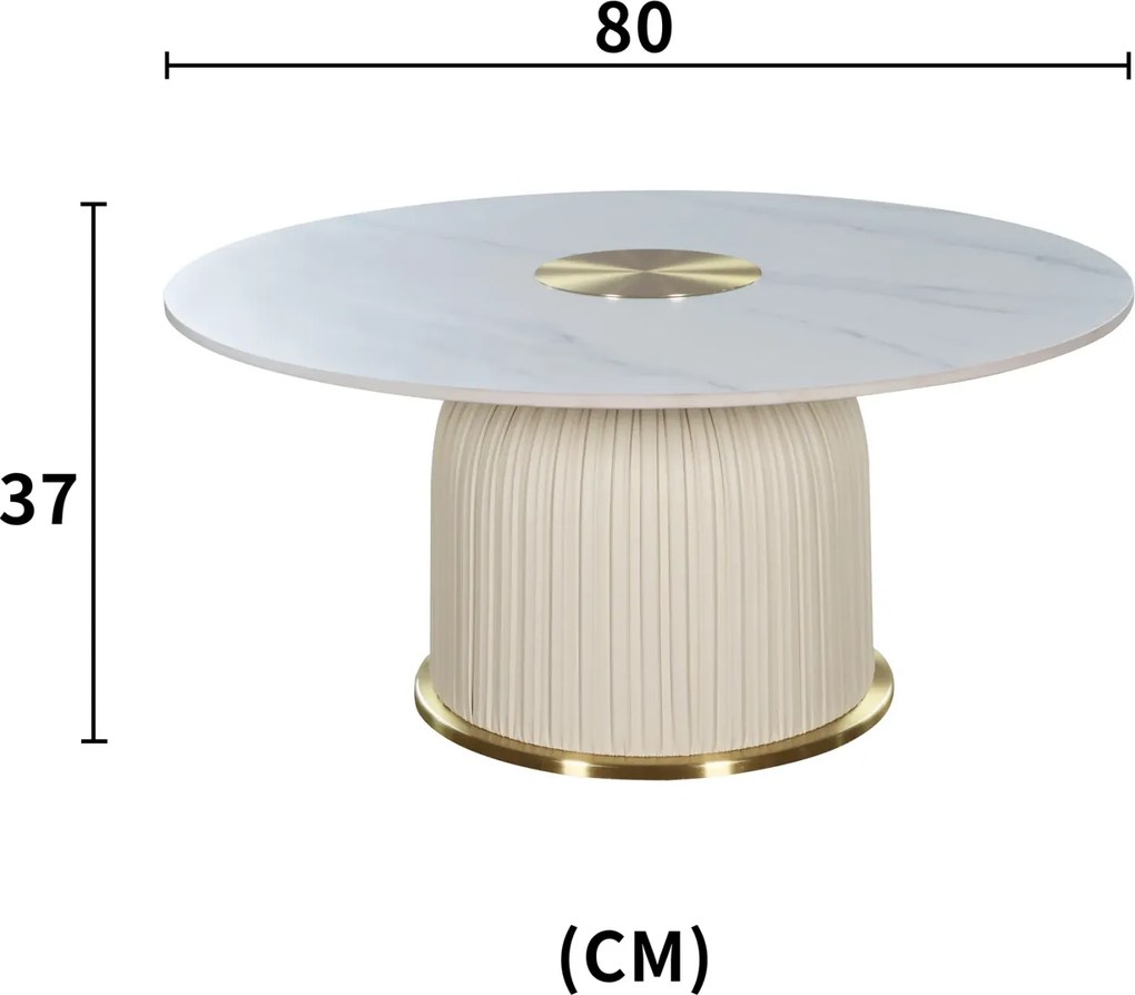 Konferenčný stolík Modig M 80 cm eko koža ecru/mramor