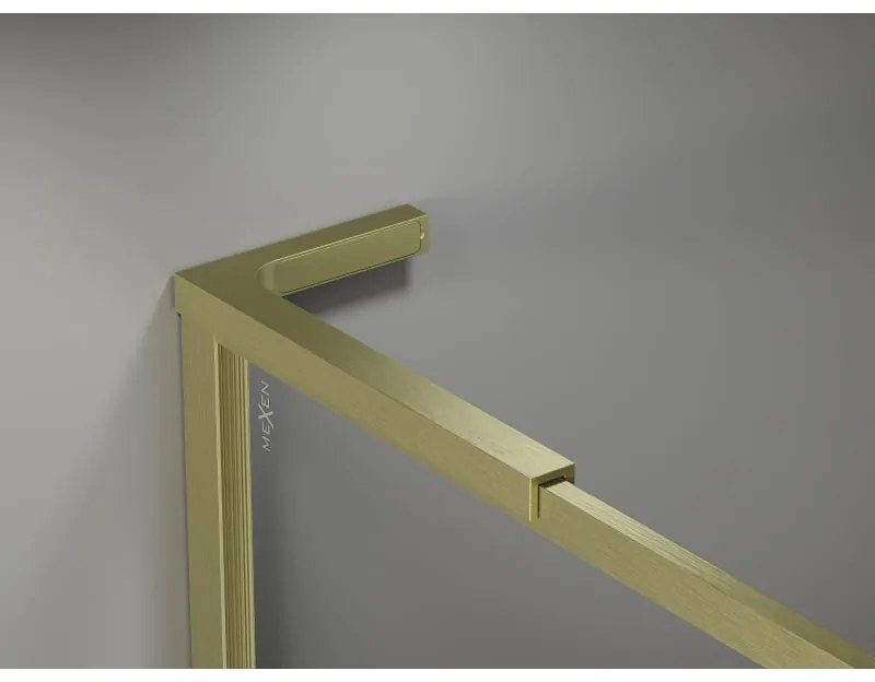 Mexen, Mexen Kioto-XF L sprchová stena s rámom 50 x 202 cm, priehľadná 10 mm, brúsené zlato - 800-050-174-55-00-XF
