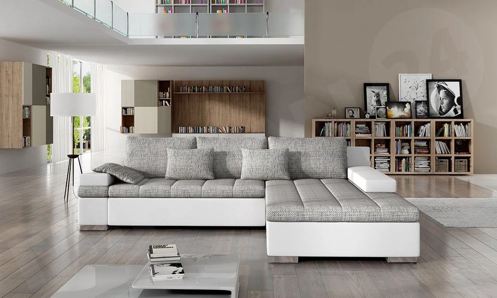 Rohová sedačka Kanton, Dostupné poťahy: ekokoža Soft 017 + Lawa 05, Strana: pravá