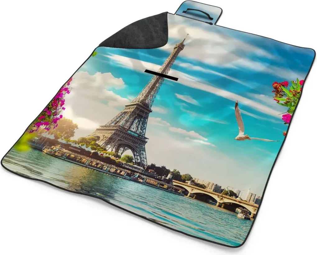 Sablio Plážová deka Paríž Eiffelova veža Mraky: 200x140 cm