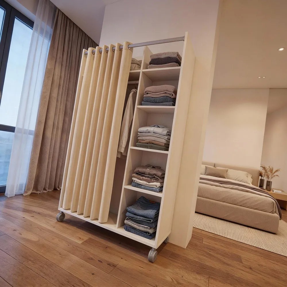 Bielo-béžová šatníková skriňa 100x160 cm Kit – Tvilum