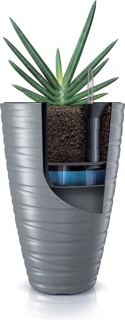 Vysoký kvetináč s vložkou Maxe antracit 37,5cm