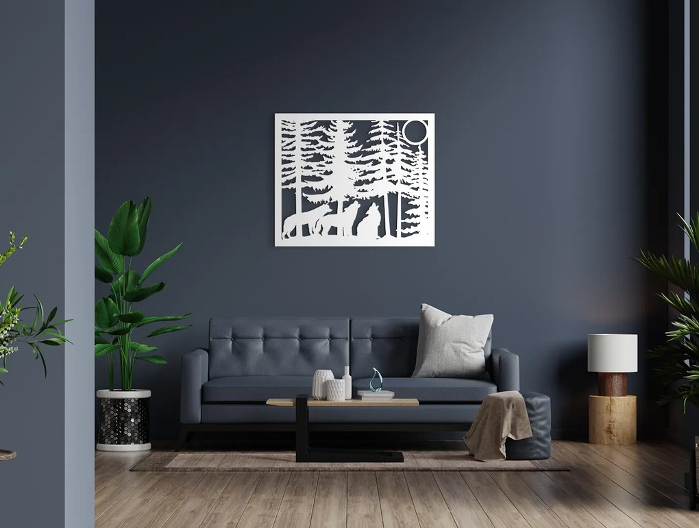 drevko Drevený obraz Vlky Rozmer obrazu: 32,5 x 39 cm, Farba dekorácie: Čierna
