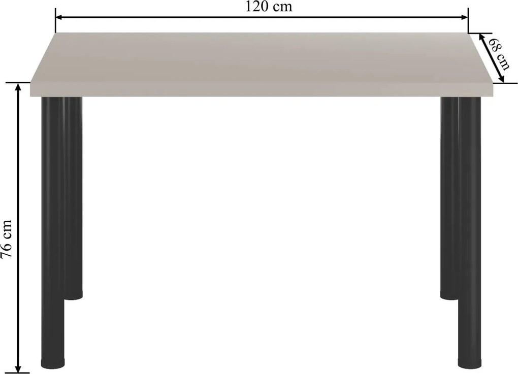 Vintino Jedálenský stôl LUXOR 120 × 68 cm – kašmír / čierne kovové nohy