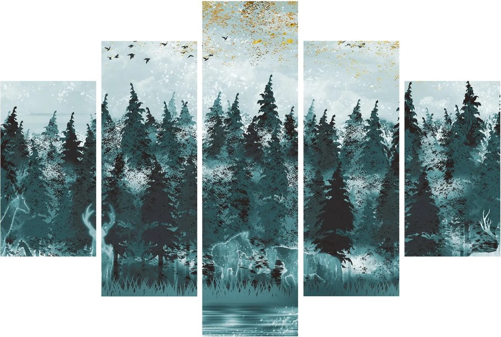Obraz - Zvieratá v lese (150x105 cm)