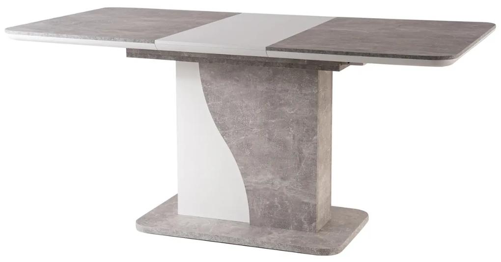 Rozkladací jedálenský stôl 120-160 cm Suzette (biela + sivá) (pre 4 až 6 osôb). Vlastná spoľahlivá doprava až k Vám domov. 1050843
