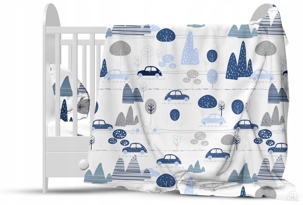 Detské bavlnené obliečky do postieľky 120x90 cm BABYMAM PREMIUM - Retro autíčka